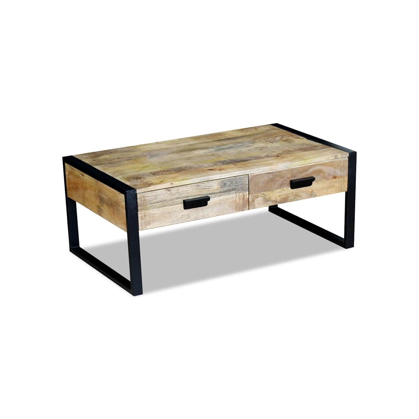Table basse avec 2 tiroirs Bois de manguier massif 100x60x40 cm
