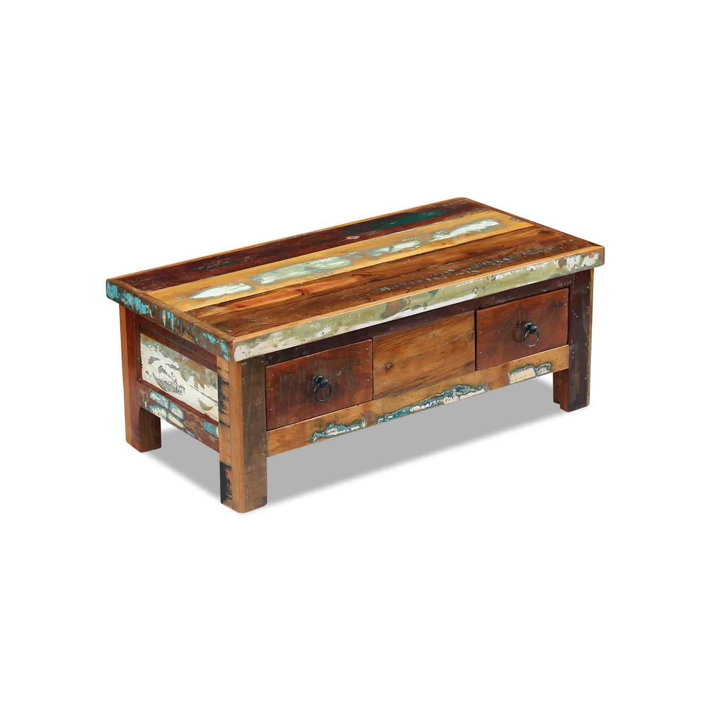 Table basse à tiroirs Bois de récupération 90x45x35 cm