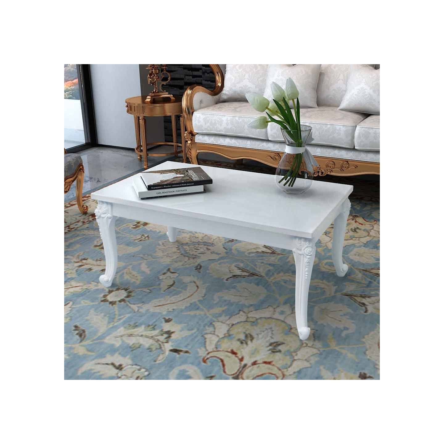 Table basse 100x60x42 cm Blanc brillant