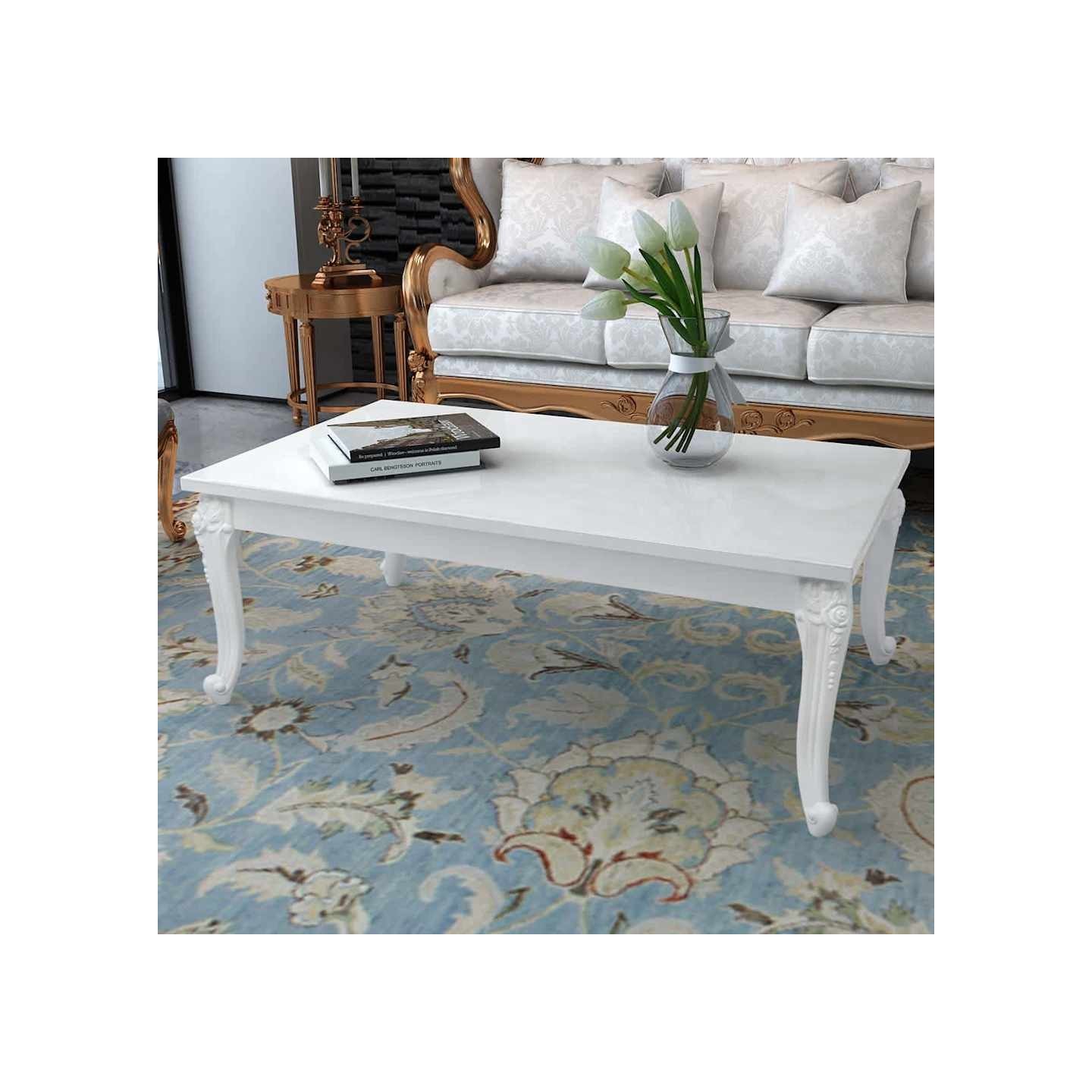 Table basse 115x65x42 cm Blanc brillant