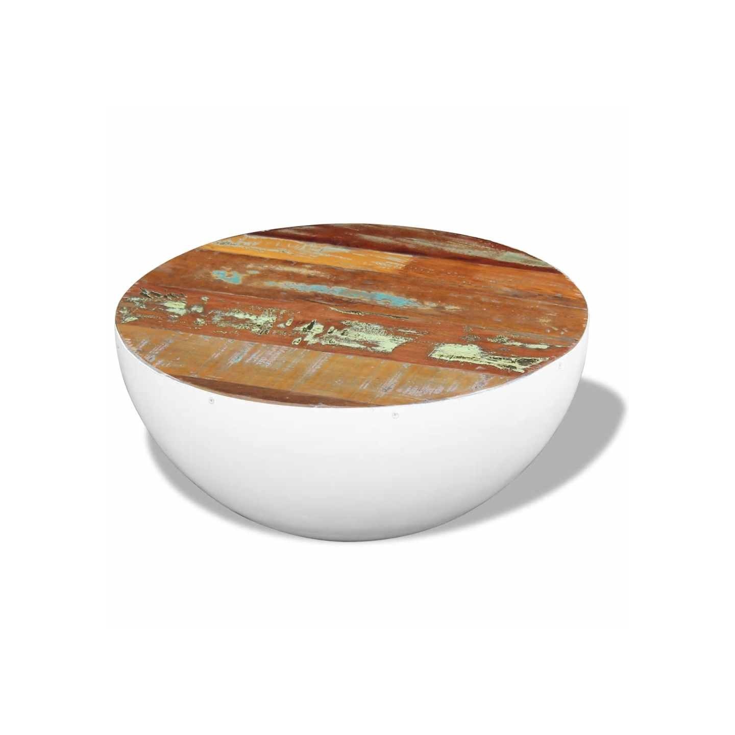 Table basse Forme de bol Bois de récupération massif 60x60x30cm