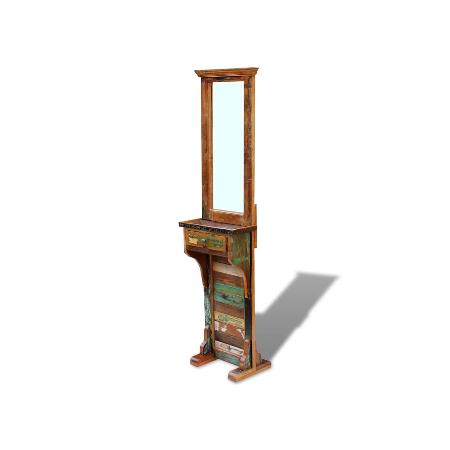 Miroir de couloir bois de récupération massif 47x23x180 cm