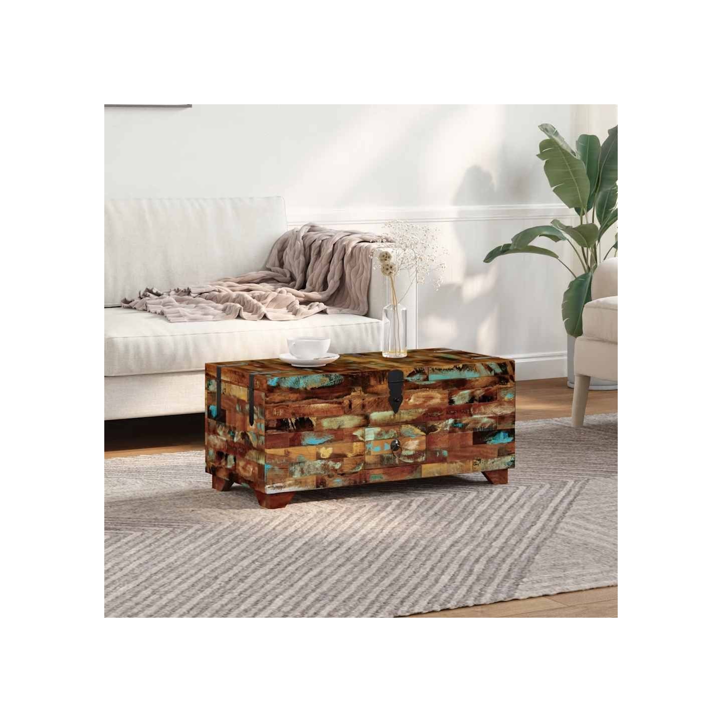 Coffre table basse Bois de récupération massif 80x40x35 cm