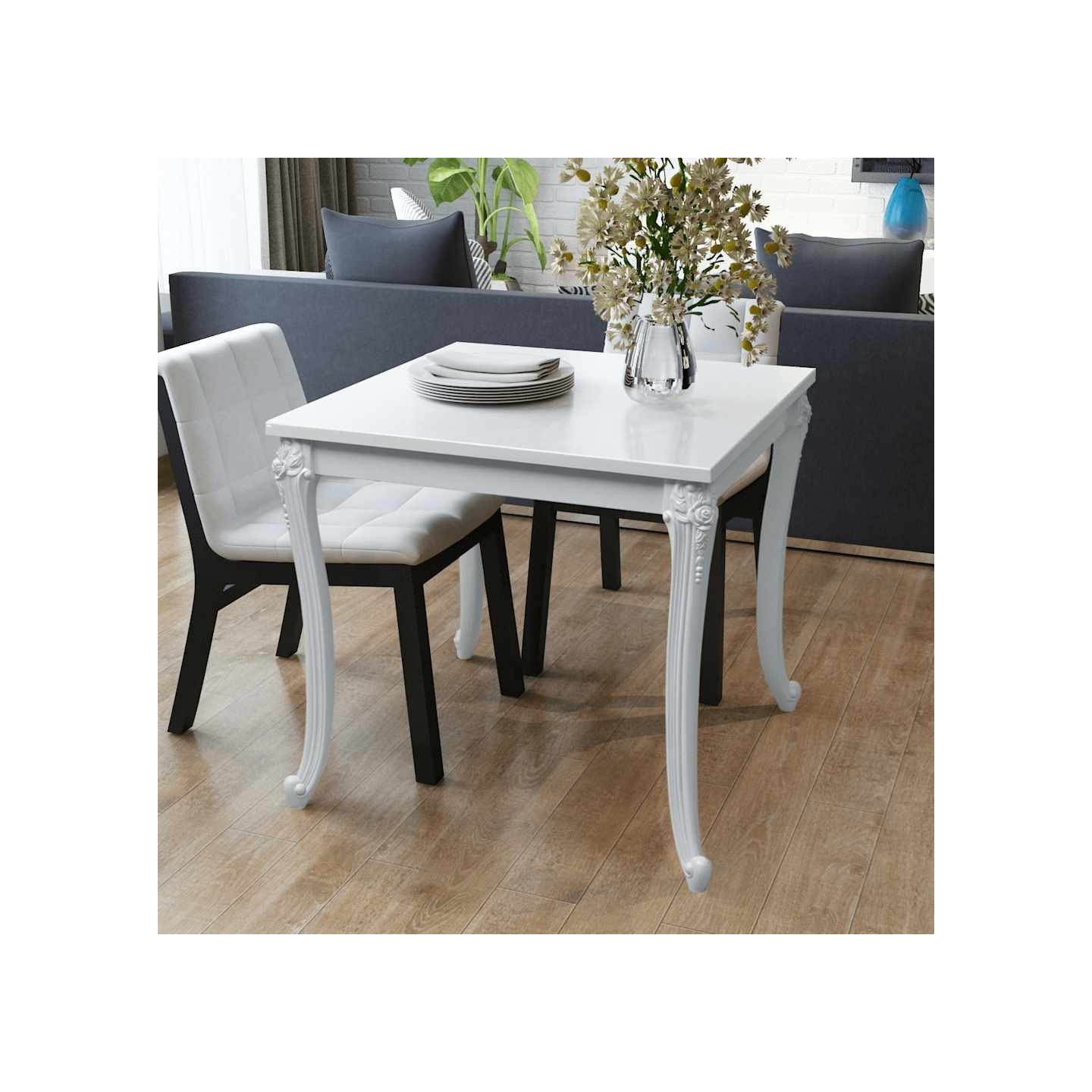 Table à manger 80x80x76 cm blanc brillant