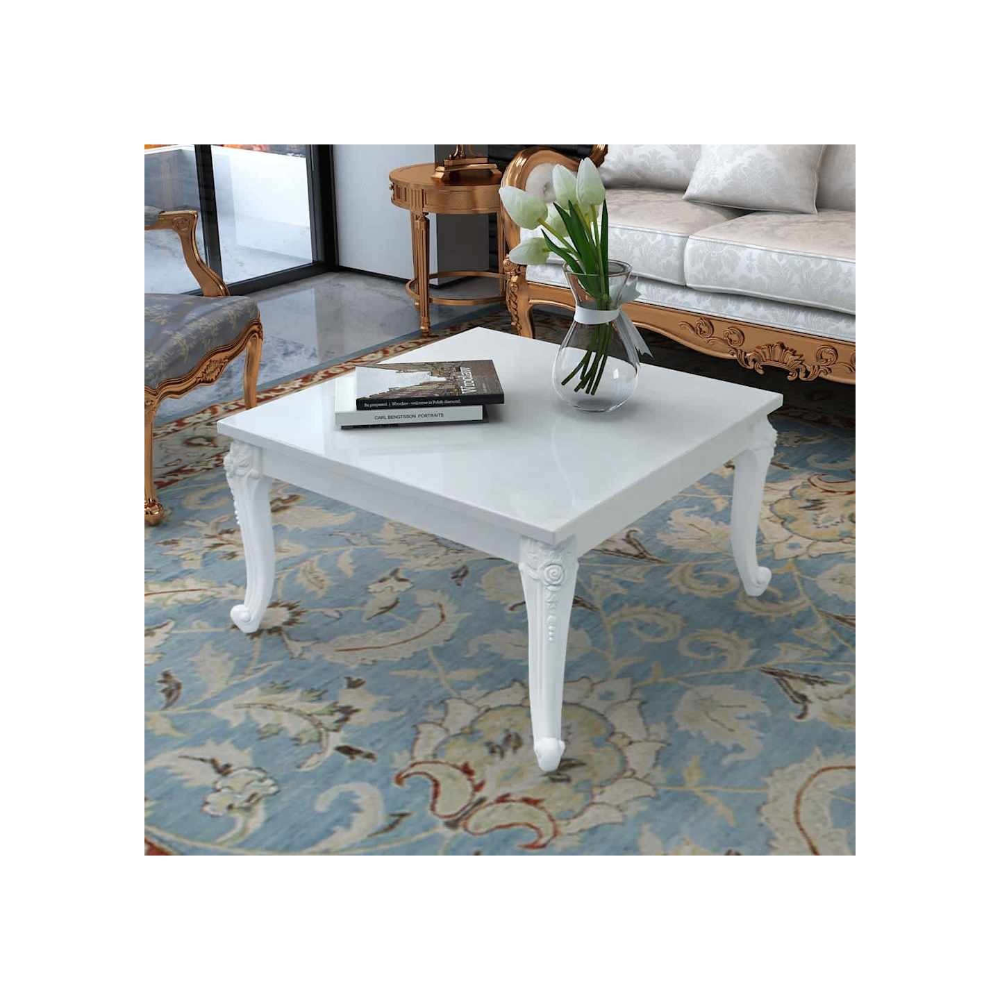 Table basse 80x80x42 cm Blanc brillant