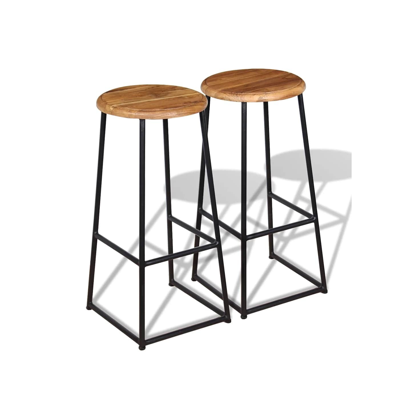 Tabourets de bar lot de 2 bois de teck massif