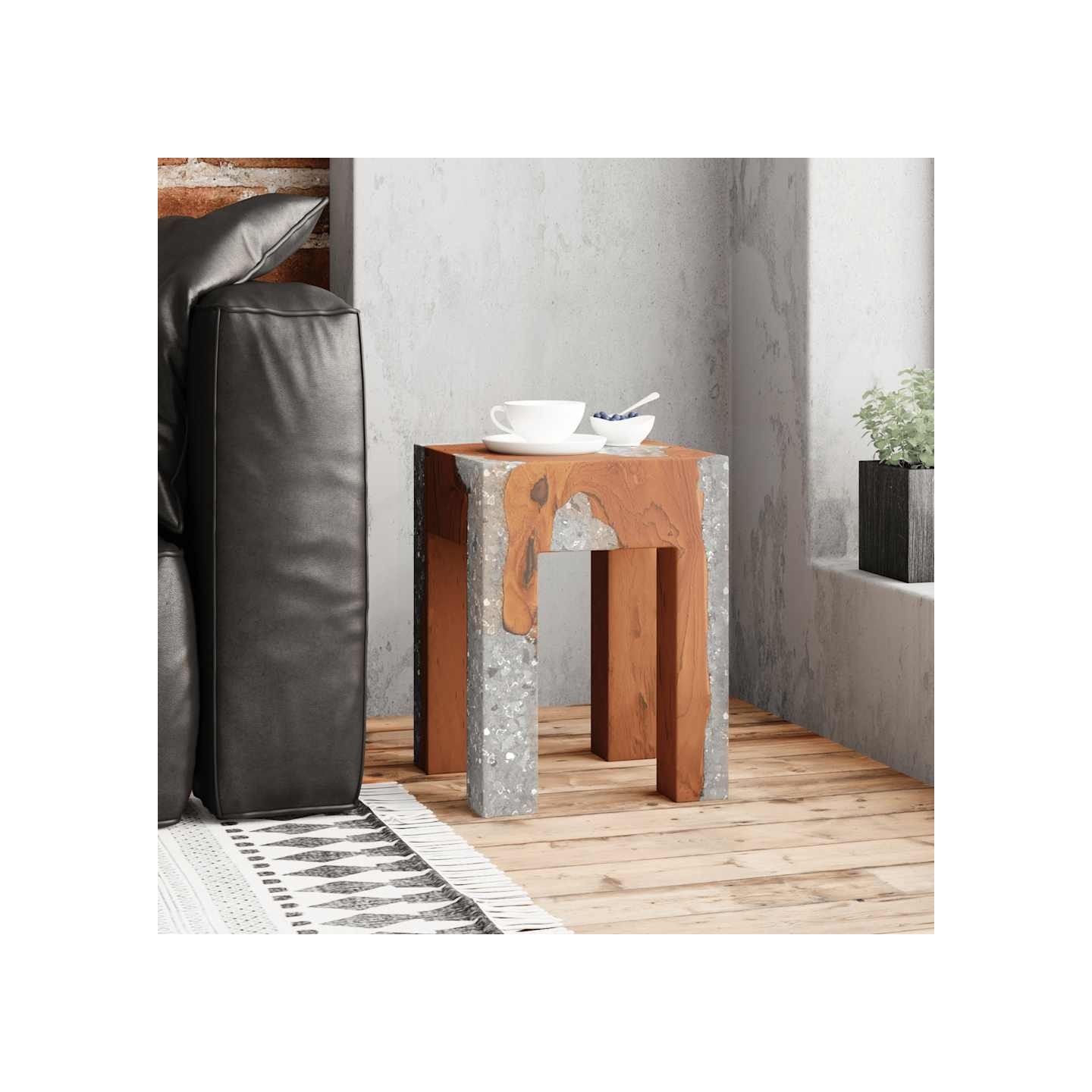 Tabouret Bois de teck massif et résine