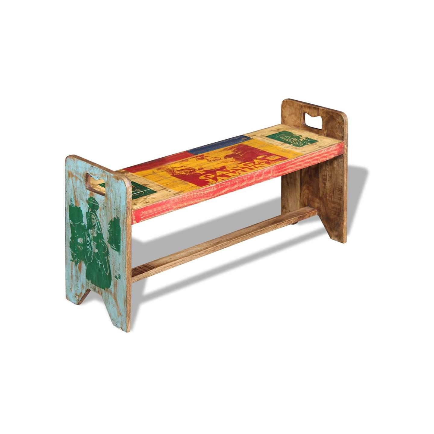 Banc Bois massif recyclé 100x30x50 cm