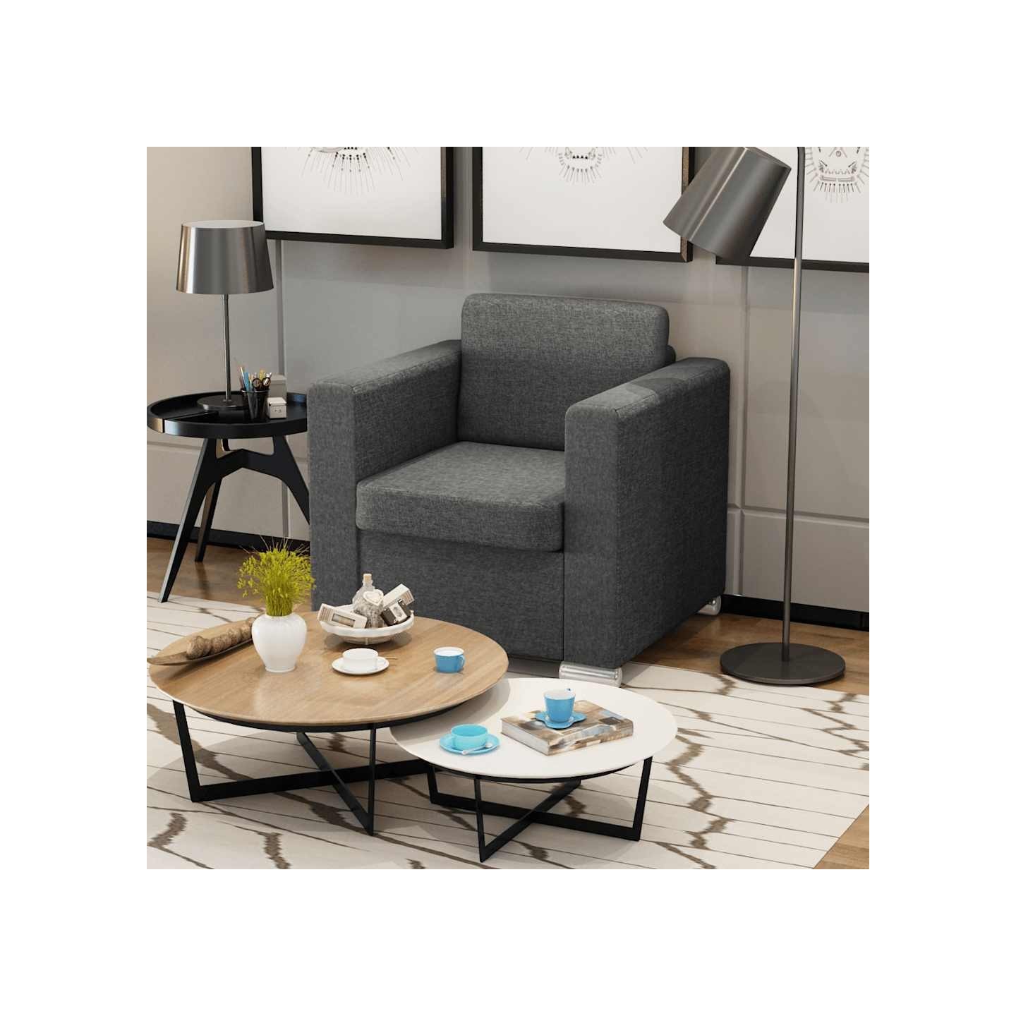 Fauteuil gris foncé tissu