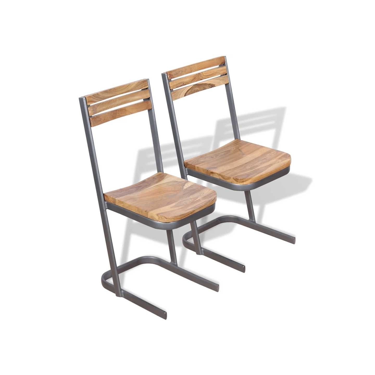 Chaises à manger lot de 2 bois de teck massif