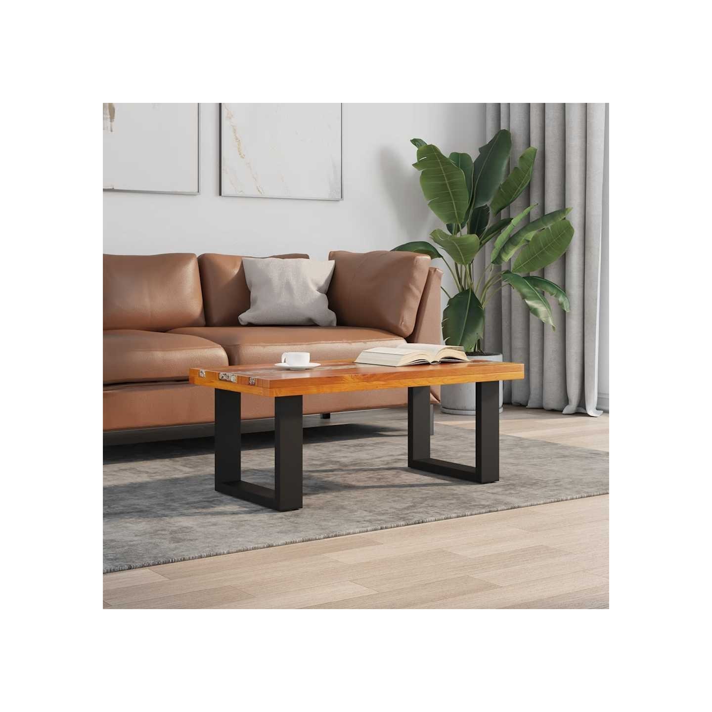 Table basse Teck Résine 100x50 cm
