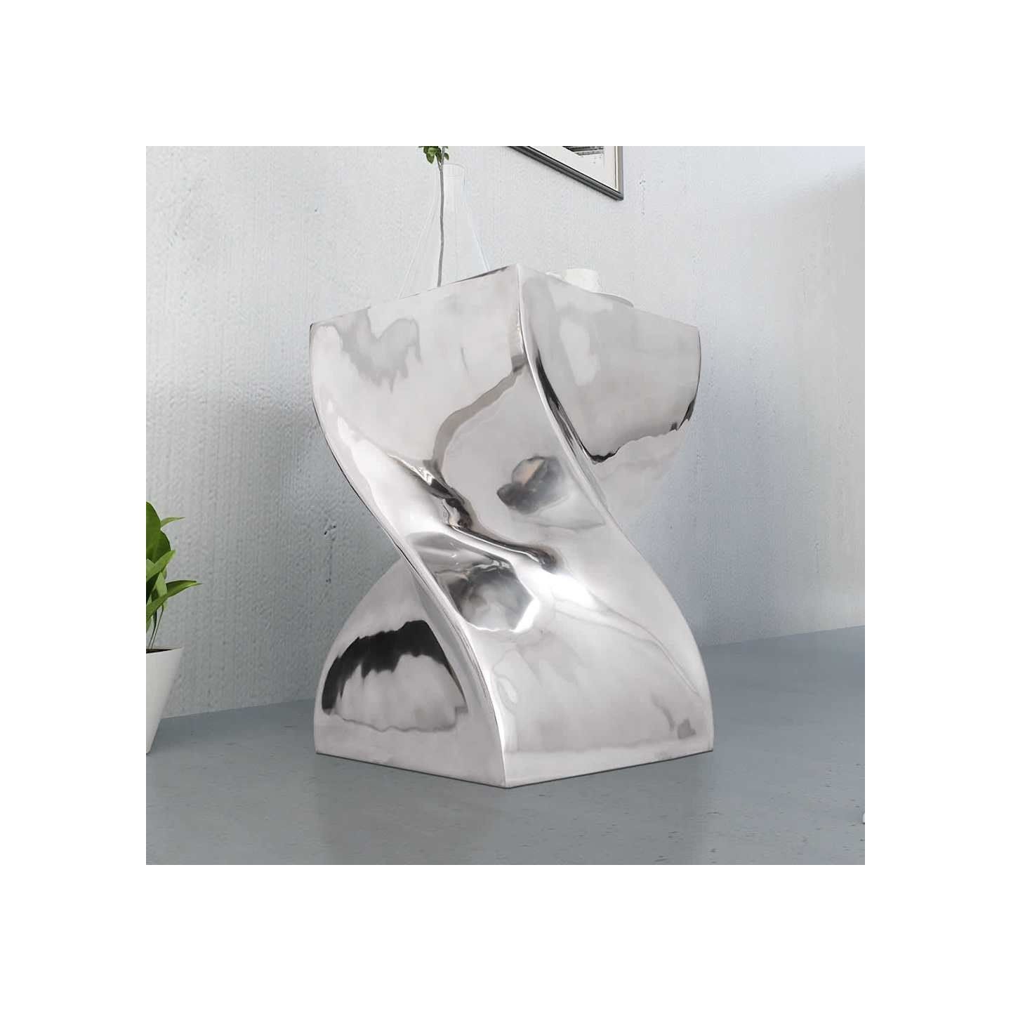 Table auxiliaire / Tabouret Forme torsadée Aluminium Argenté