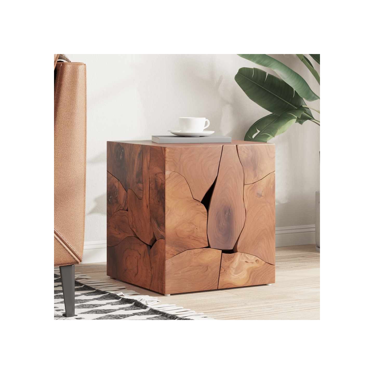 Tabouret marron 40x40x45 cm bois de teck massif