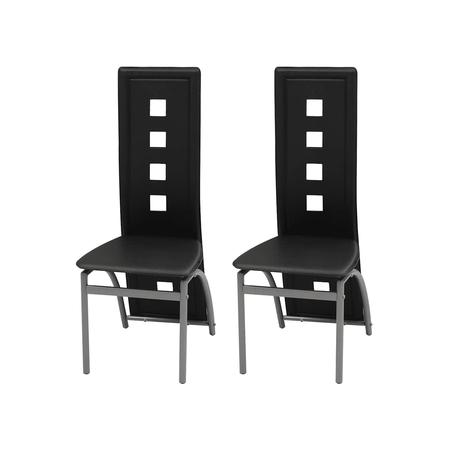 Chaises à manger lot de 2 noir similicuir