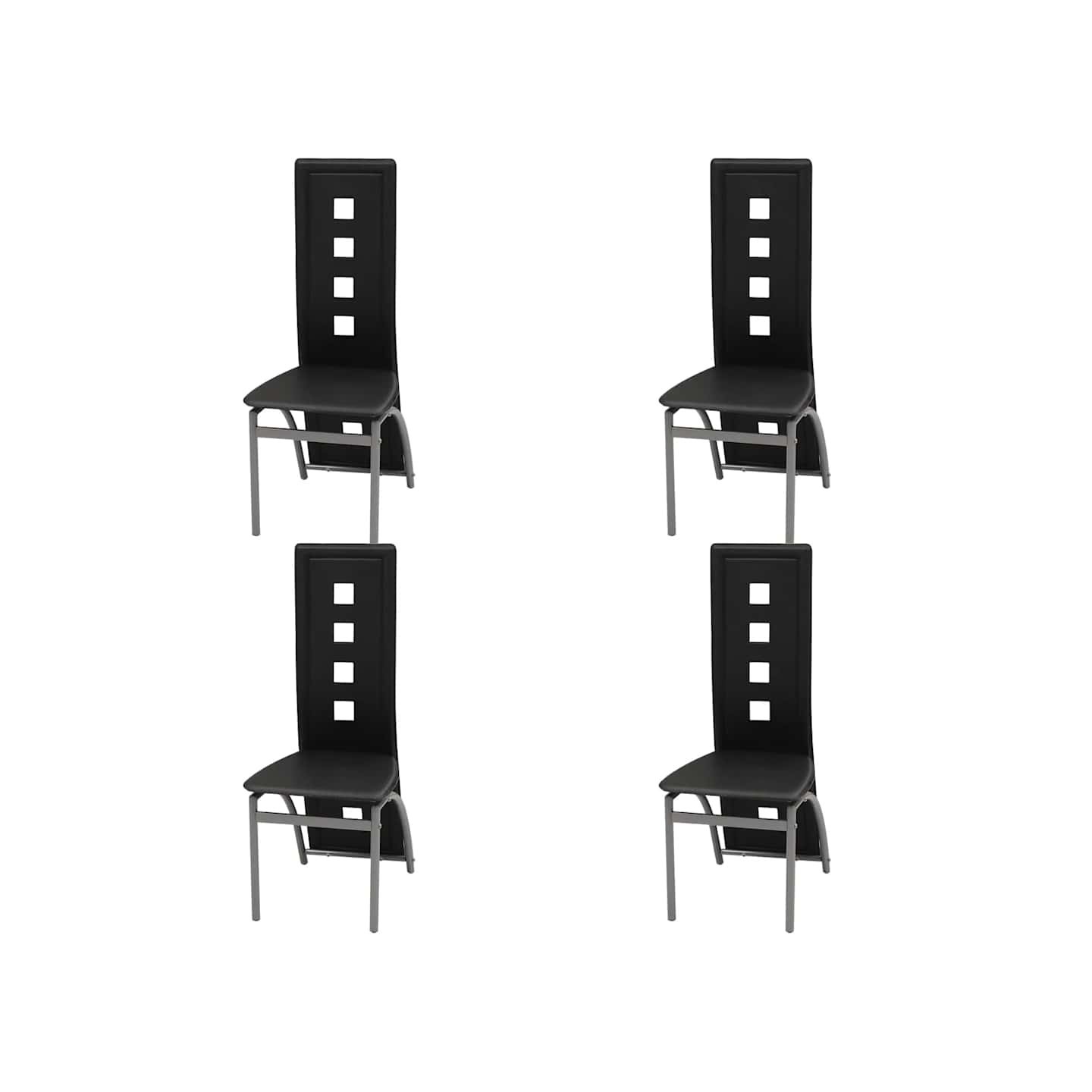 Chaises à manger lot de 4 noir similicuir