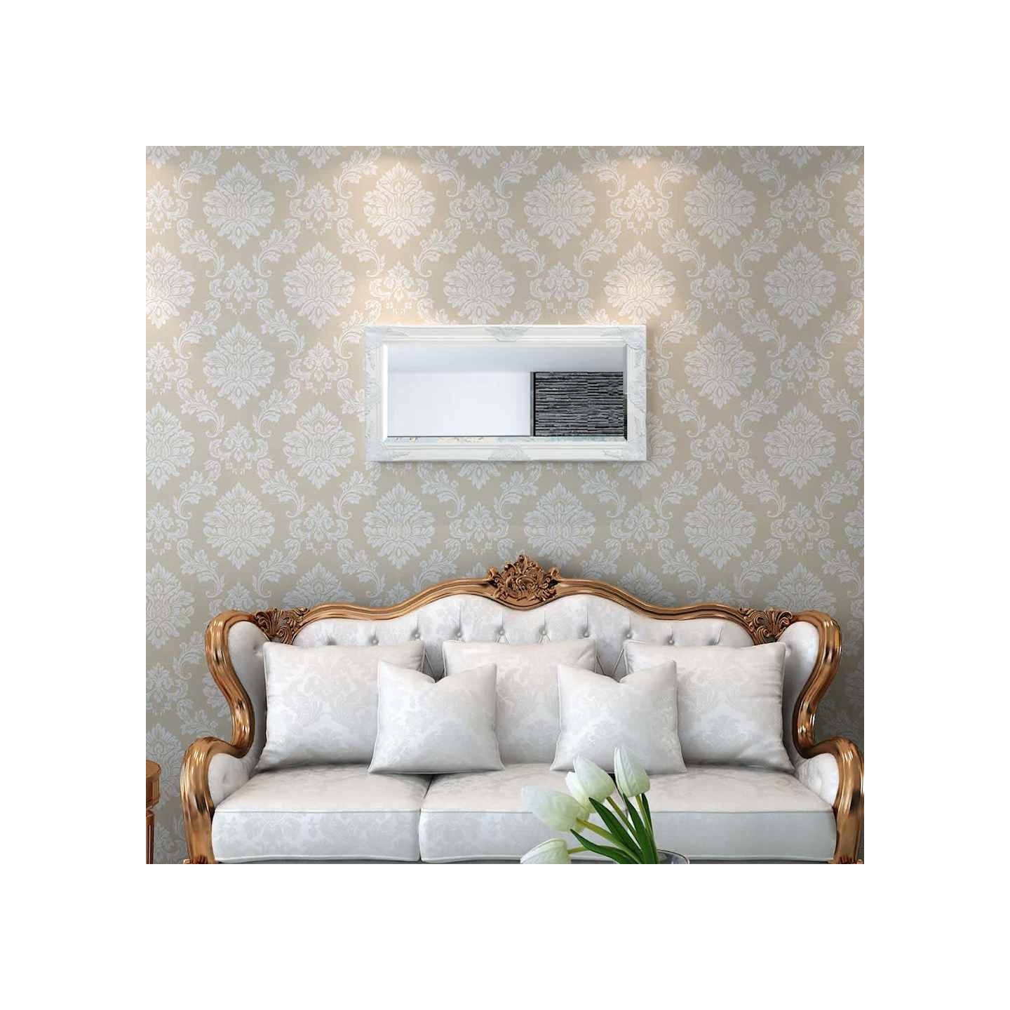Miroir mural style baroque 100x50 cm blanc