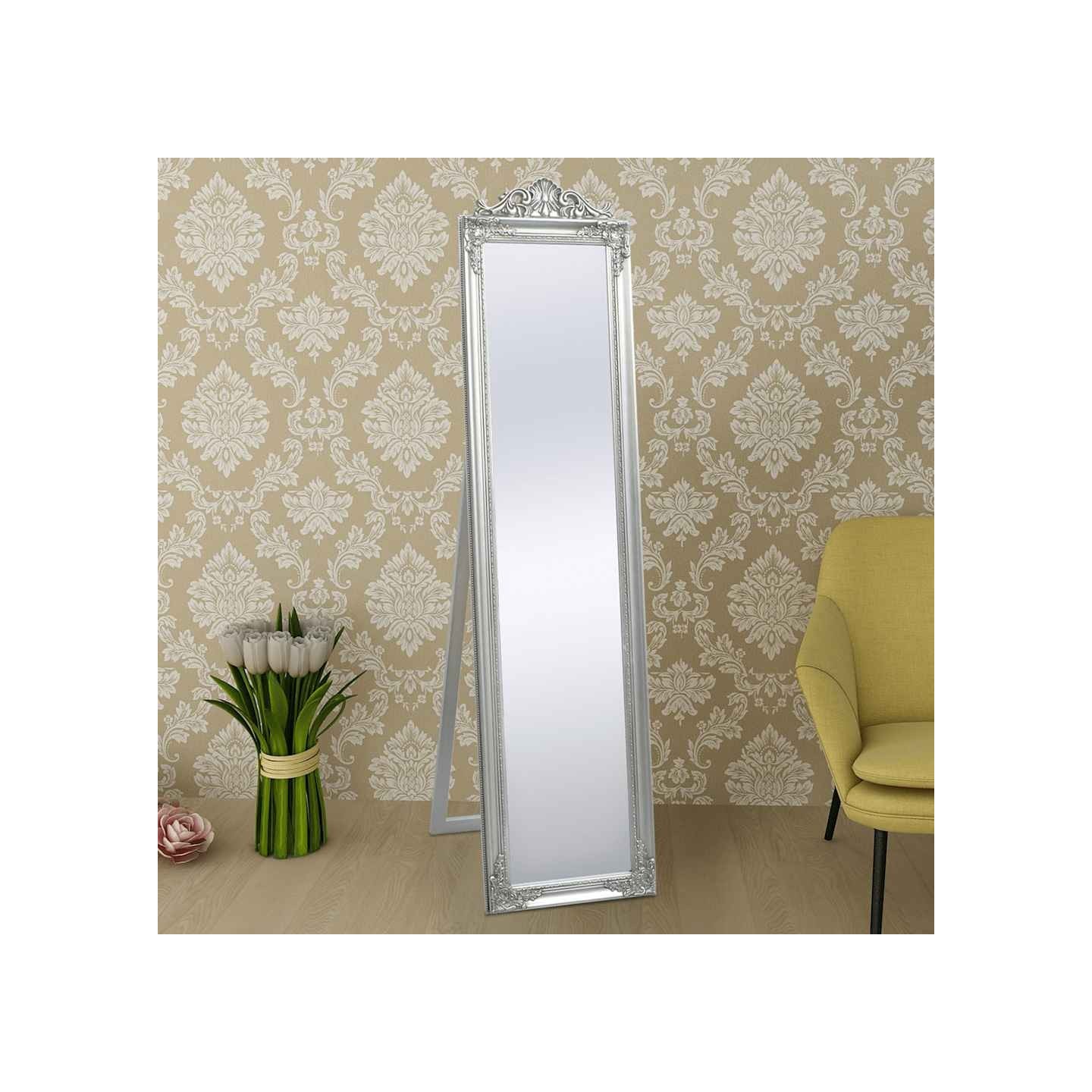 Miroir sur pied Style baroque 160x40 cm Argenté