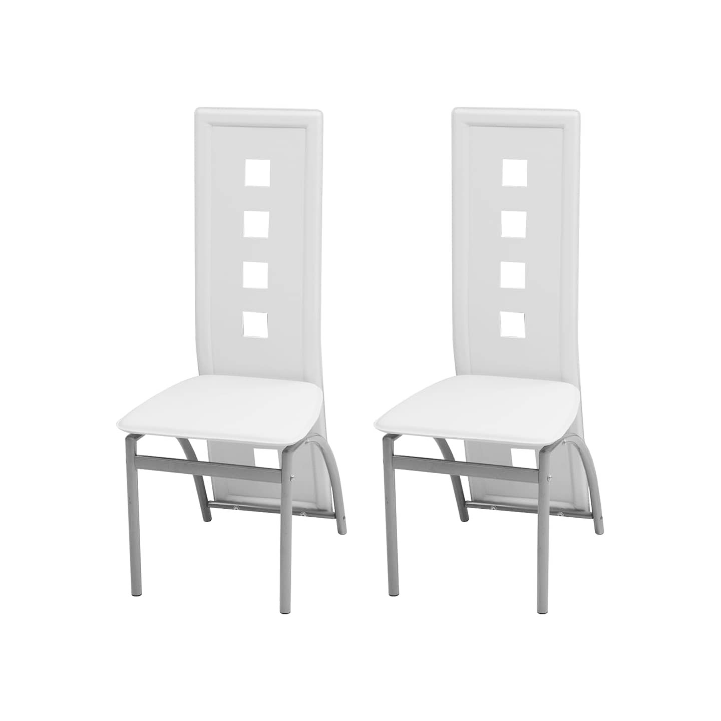 Chaises à manger lot de 2 blanc similicuir