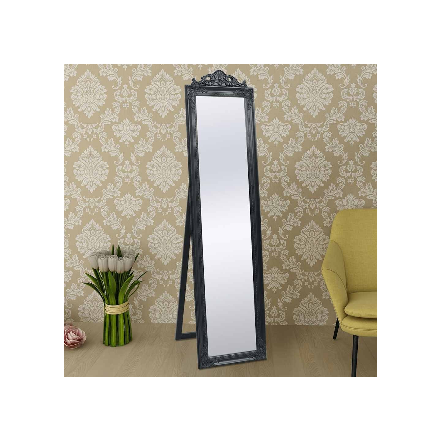 Miroir sur pied Style baroque 160x40 cm Noir