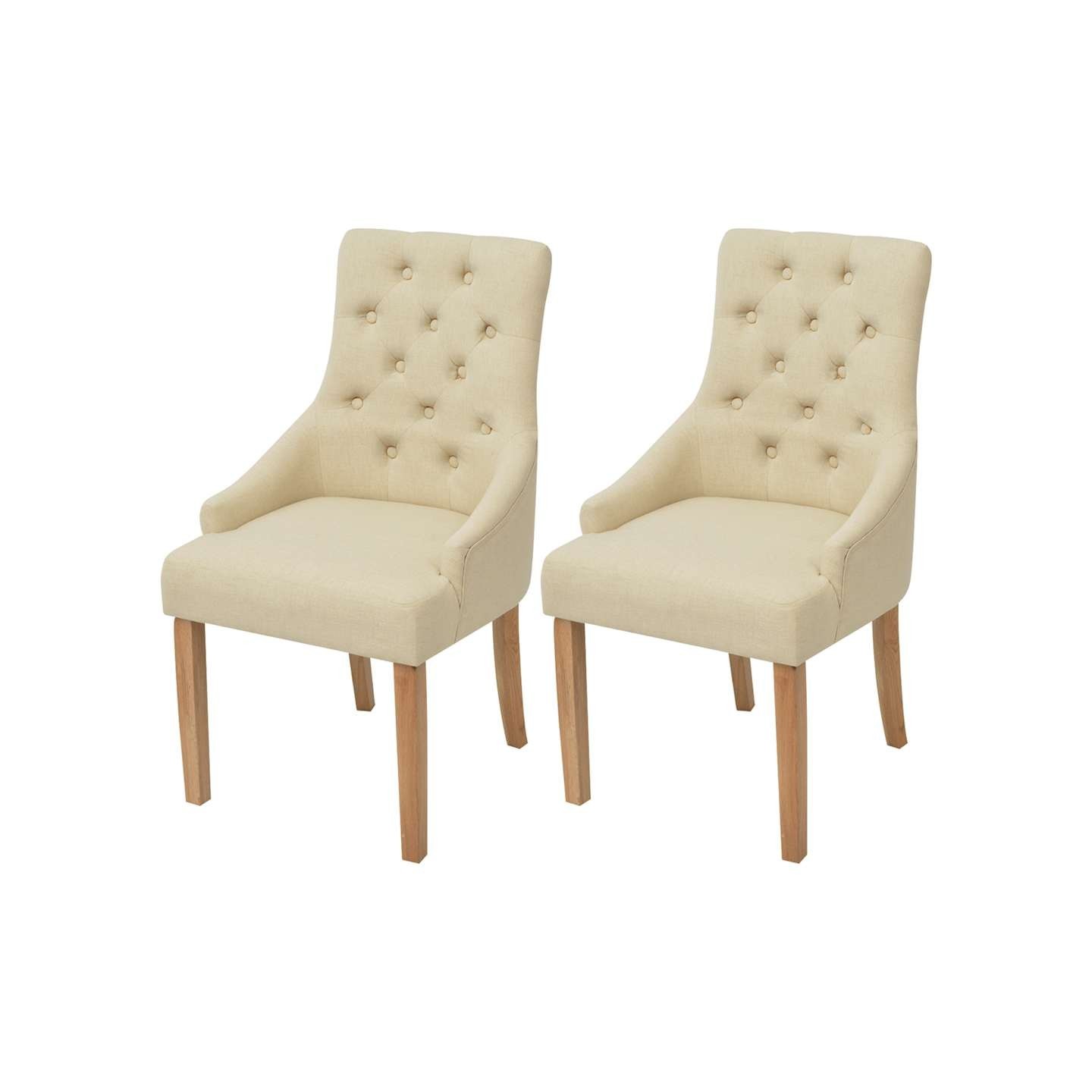 Chaises à manger lot de 2 crème tissu