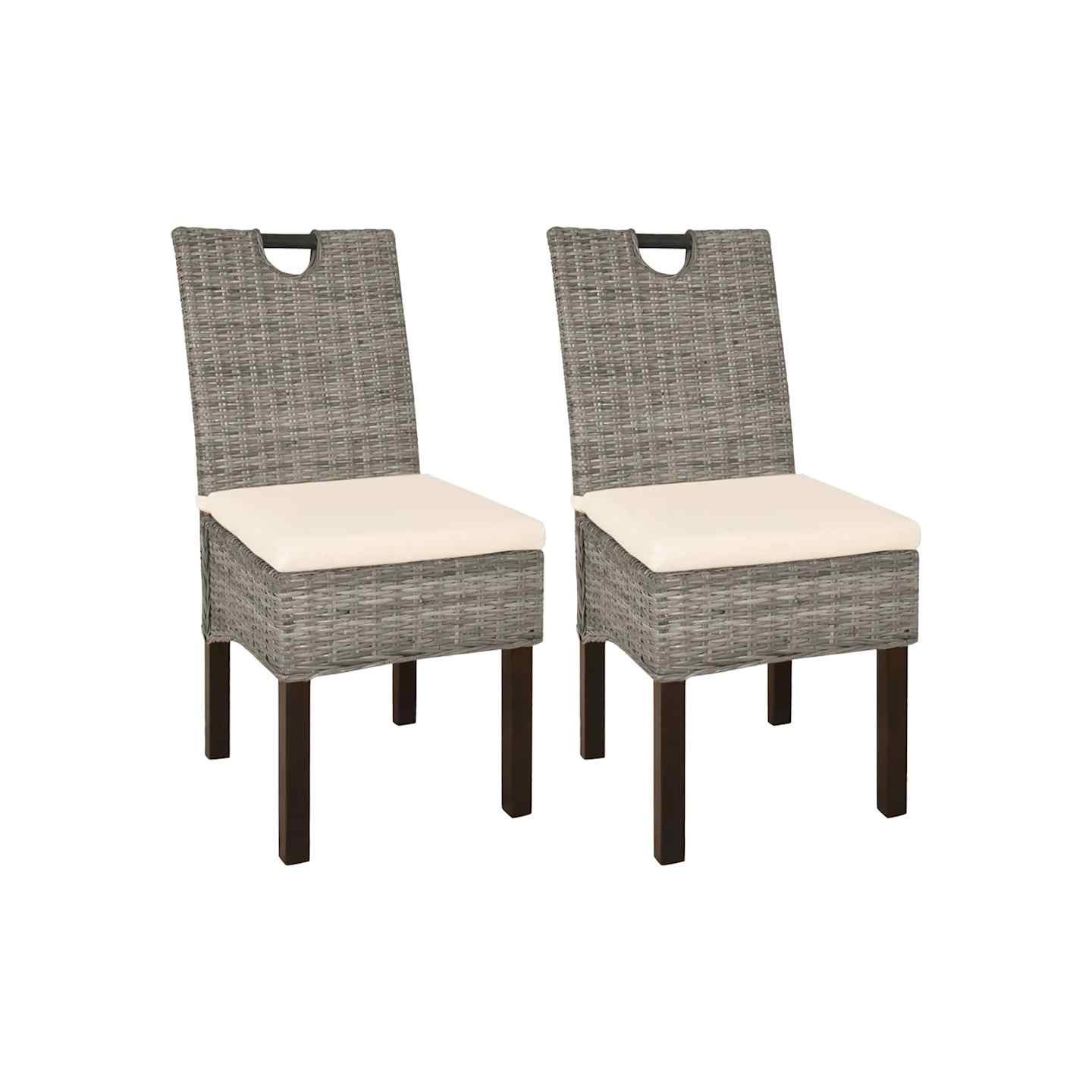 Chaises à manger lot de 2 rotin Kubu bois de manguier