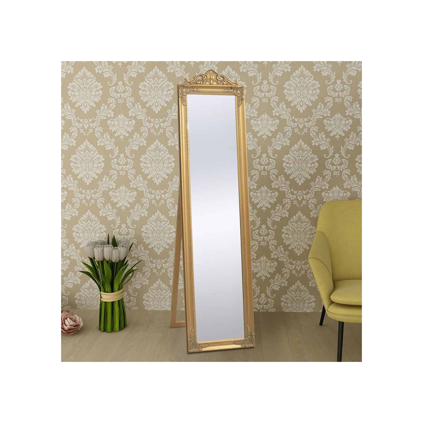 Miroir sur pied Style baroque 160x40 cm Doré