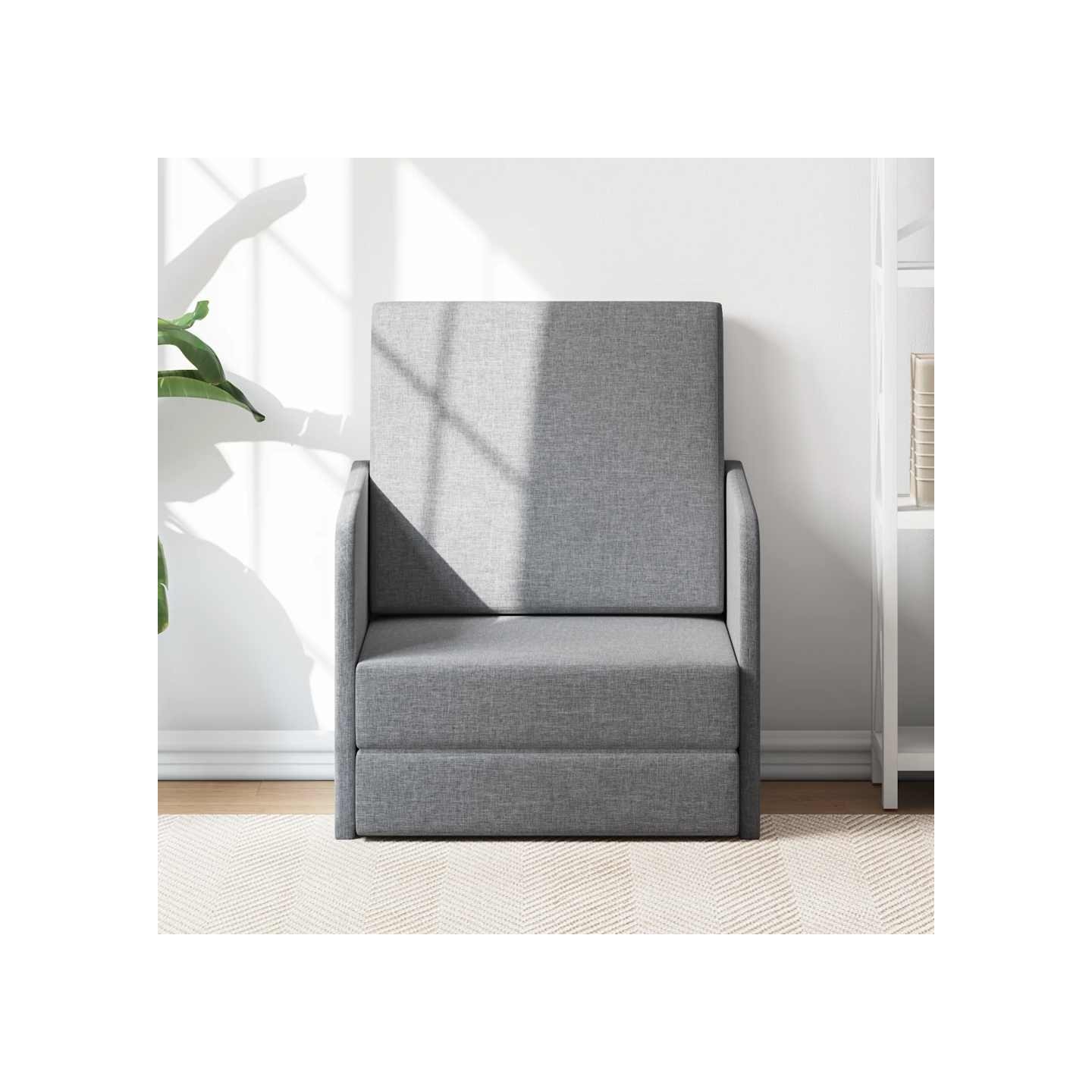 Fauteuil convertible gris clair tissu