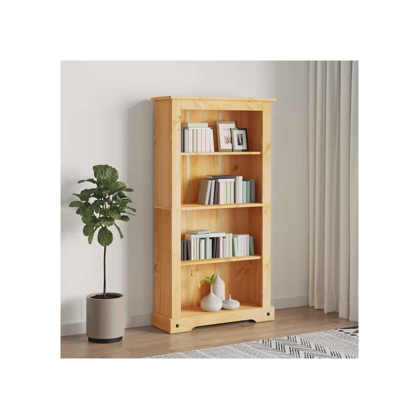 Bibliothèque 4 niveaux Gamme Corona Pin mexicain 80x29x150 cm