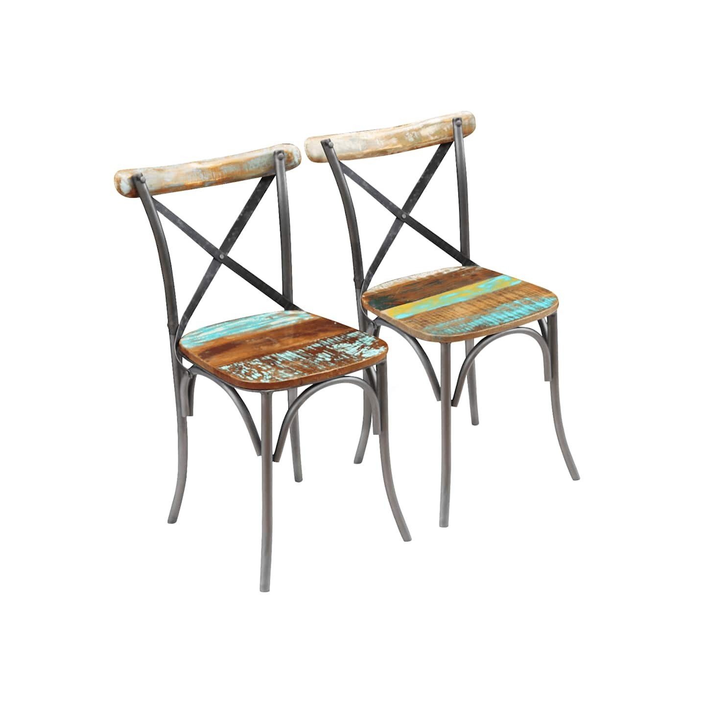 Chaises à manger lot de 2 bois de récupération solide
