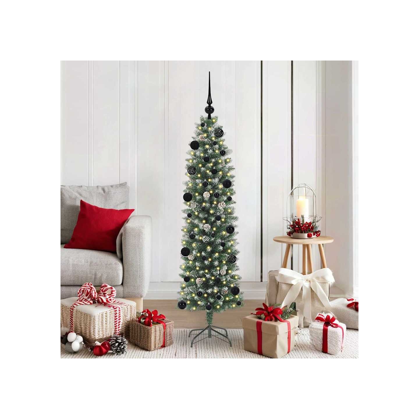 Arbre de Noël artificiel slim Vert et blanc 150 cm