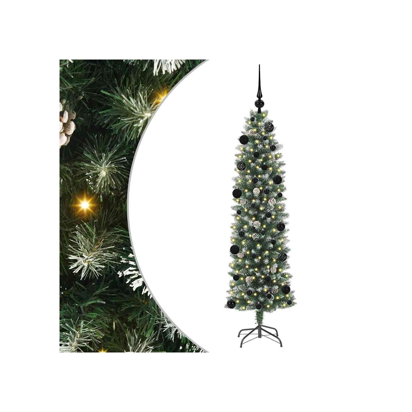 Arbre de Noël artificiel slim Vert et blanc 150 cm