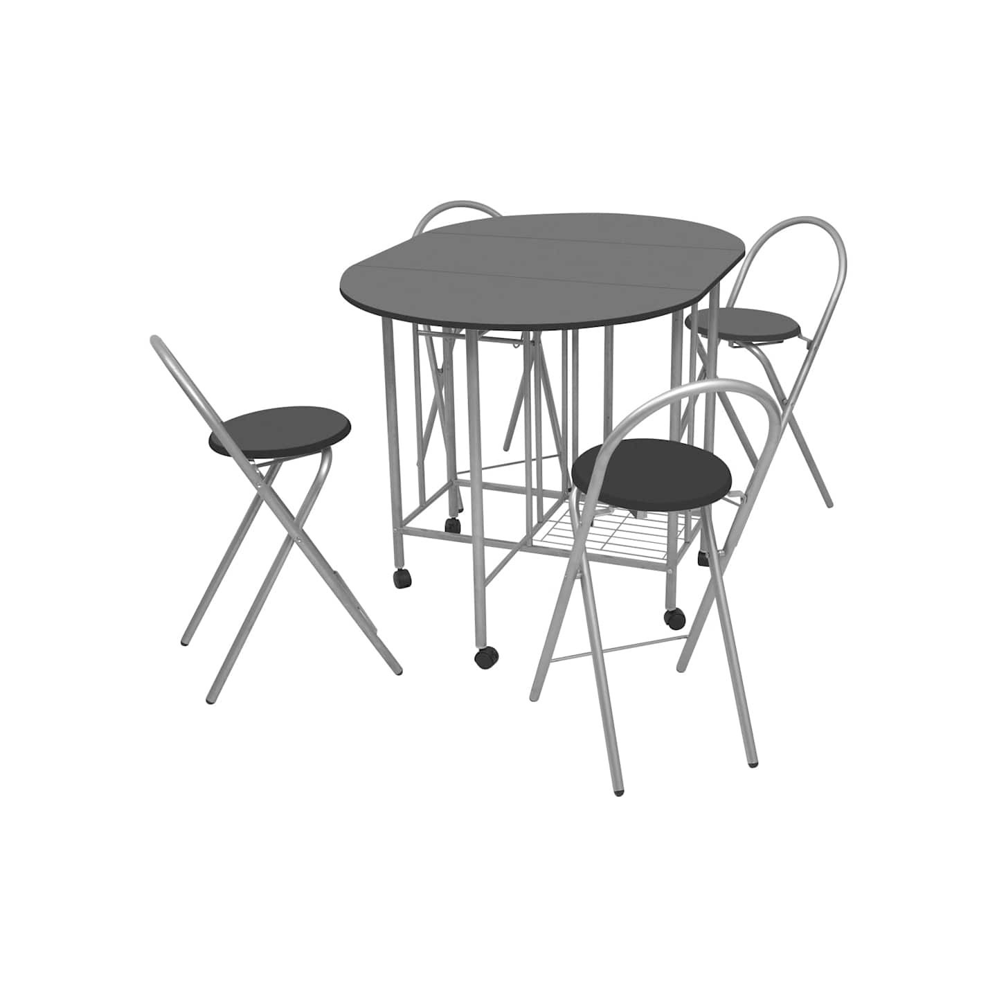 Ensemble de salle à manger pliable 5 pièces MDF noir