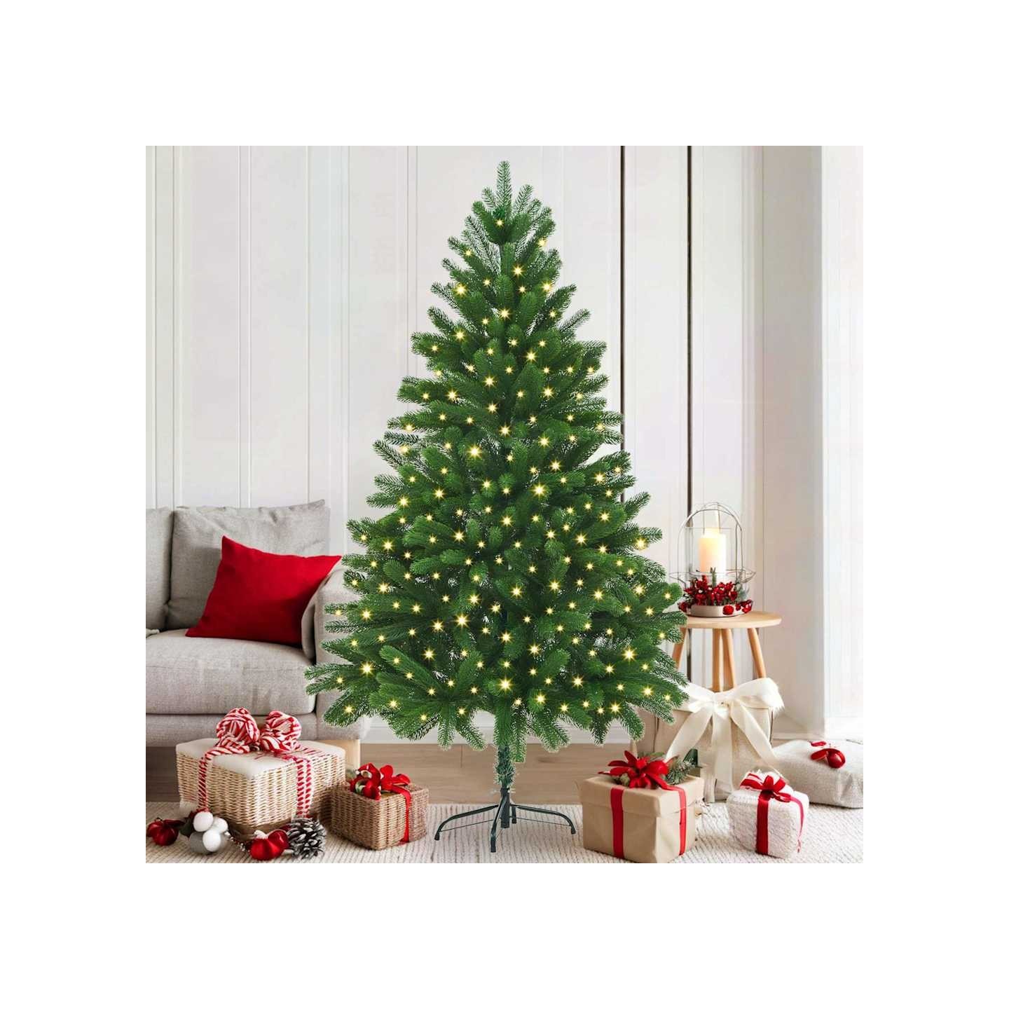 Sapin de Noël avec 300 LED avec support Vert 180 cm PE