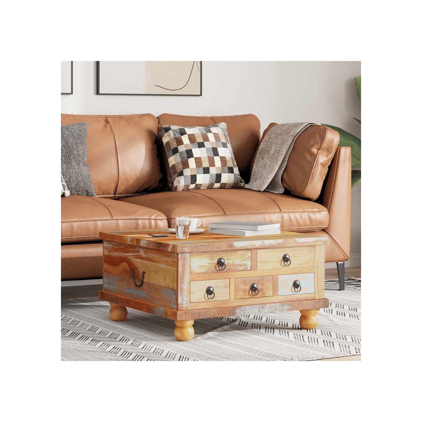 Table basse Bois de récupération 70 x 70 x 38 cm