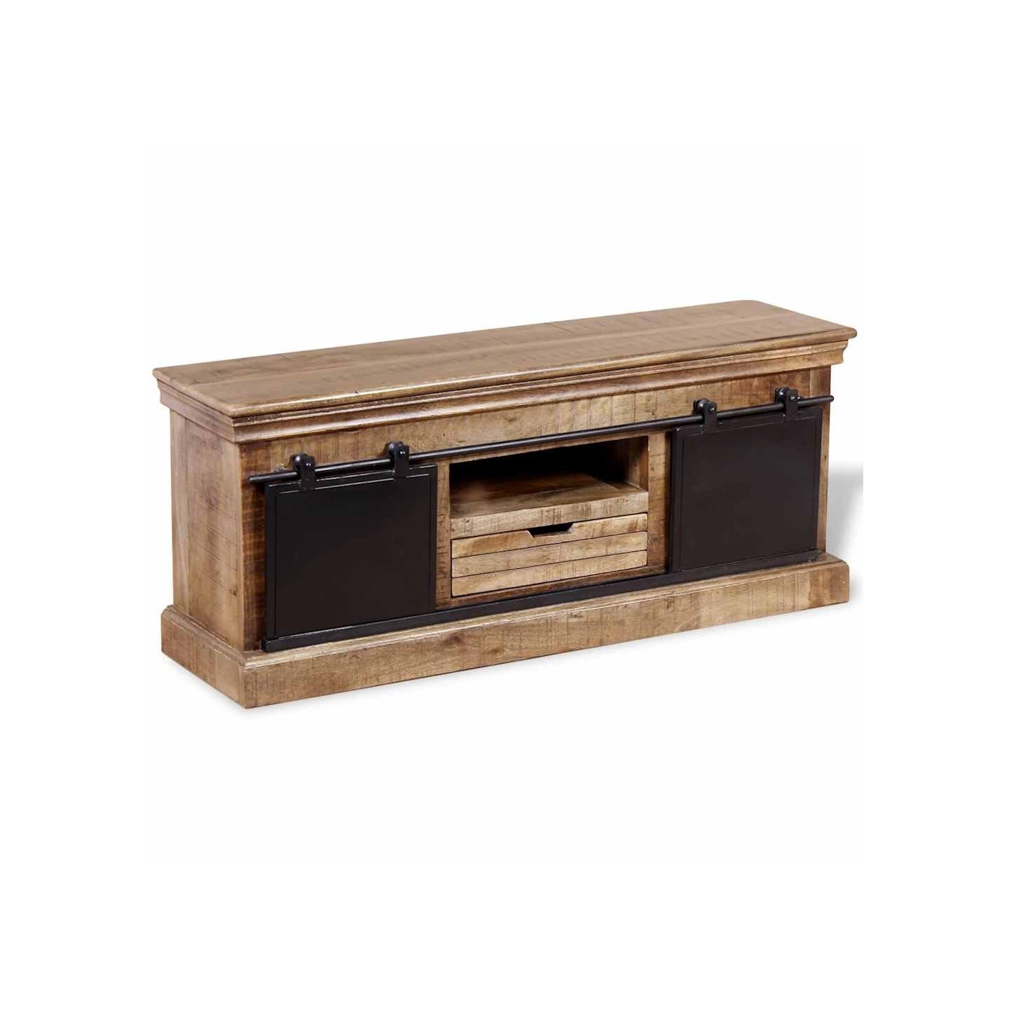 Meuble TV avec 2 portes coulissantes Bois de manguier massif