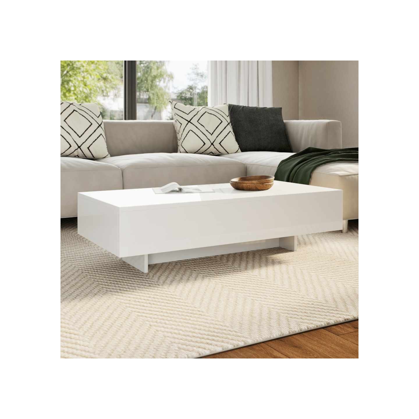 Table basse blanc brillant