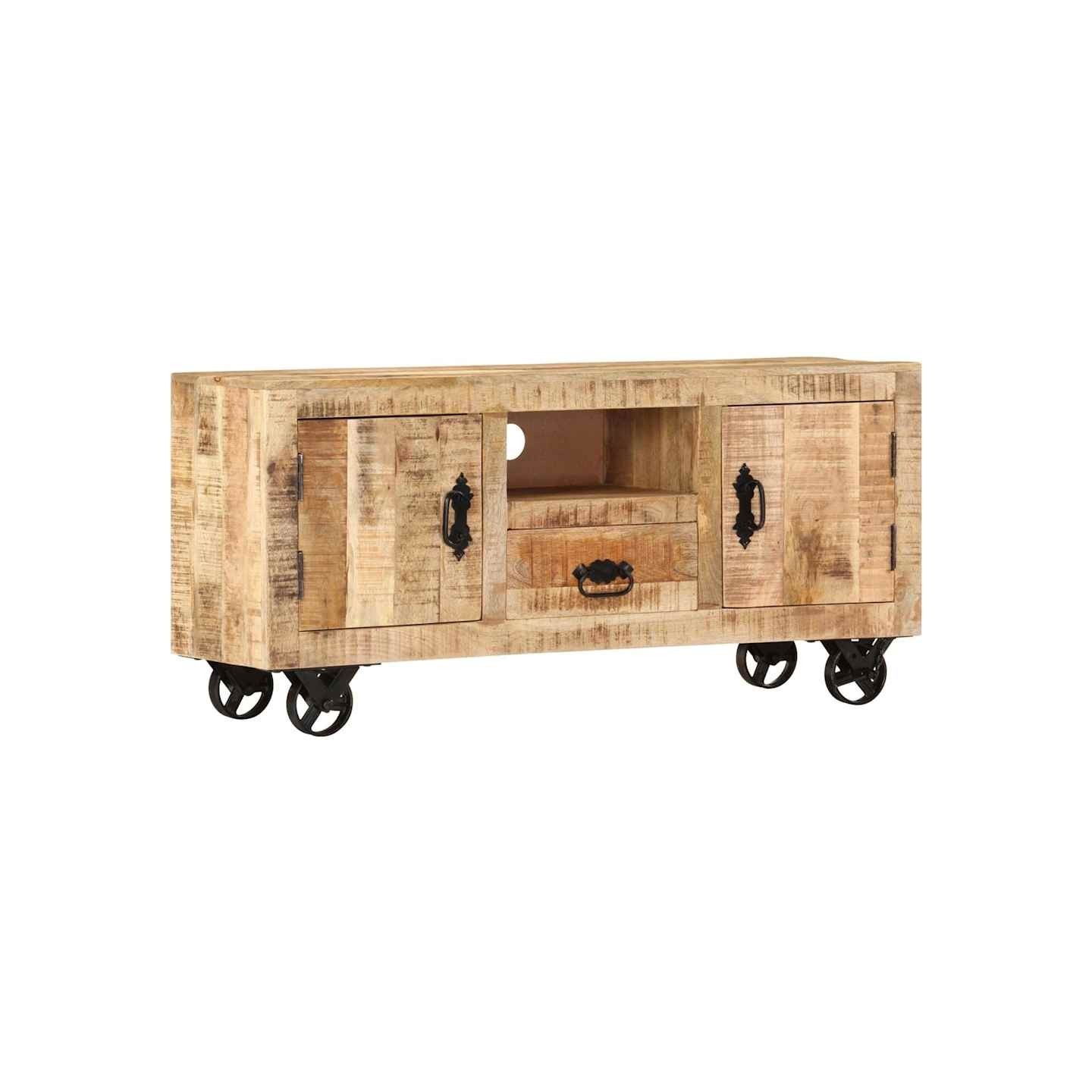 Meuble TV Bois de manguier brut 110x30x50 cm