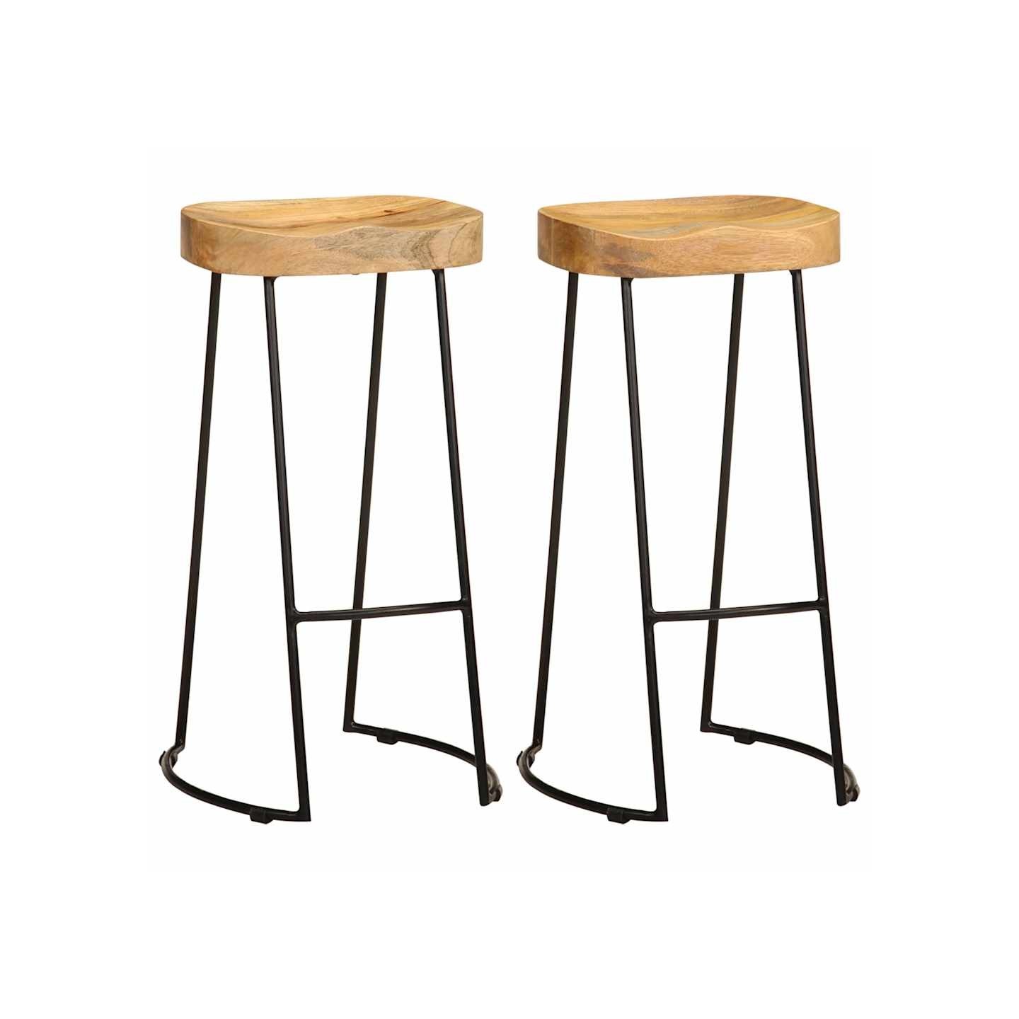 Tabourets de bar lot de 2 bois de manguier massif