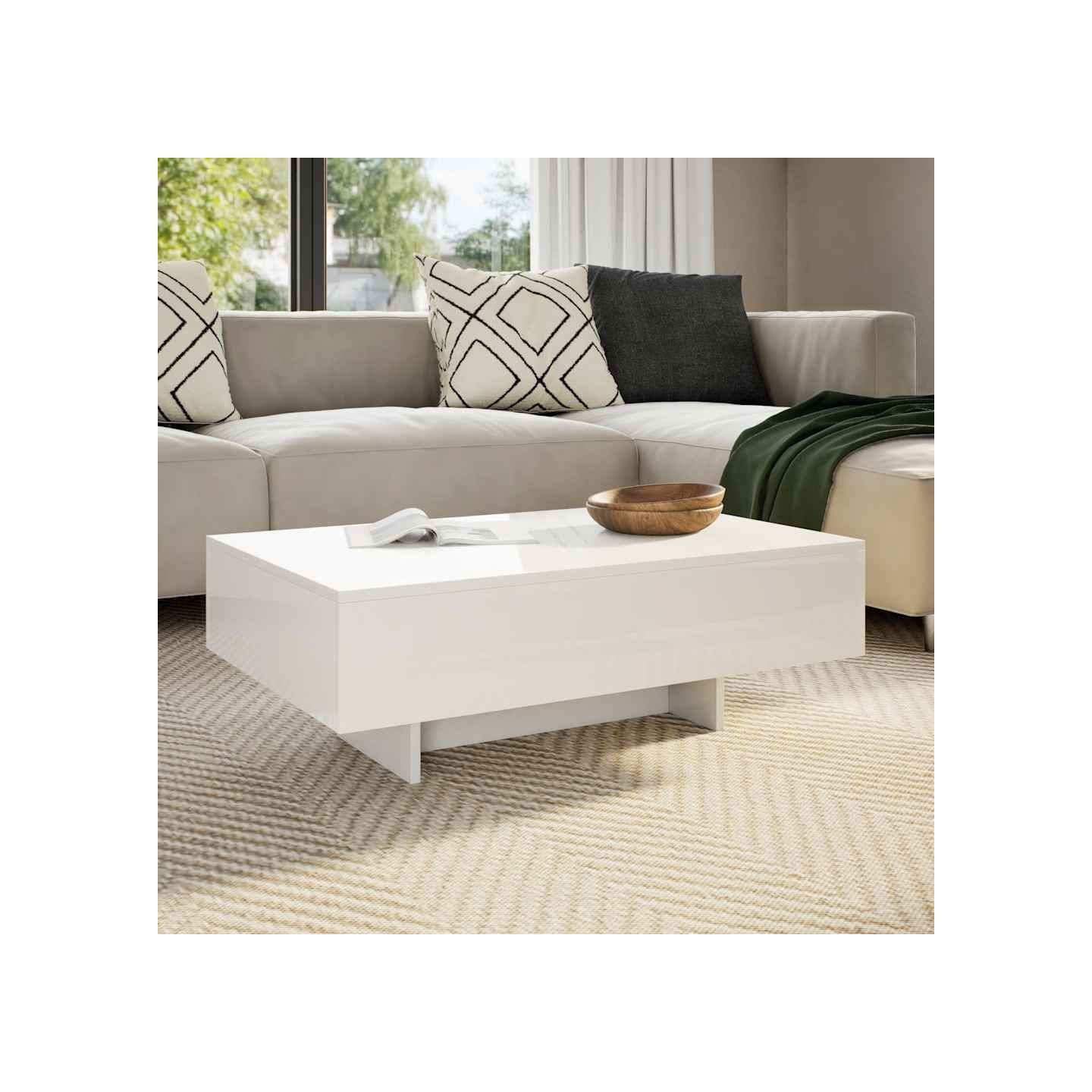 Table basse blanc brillant