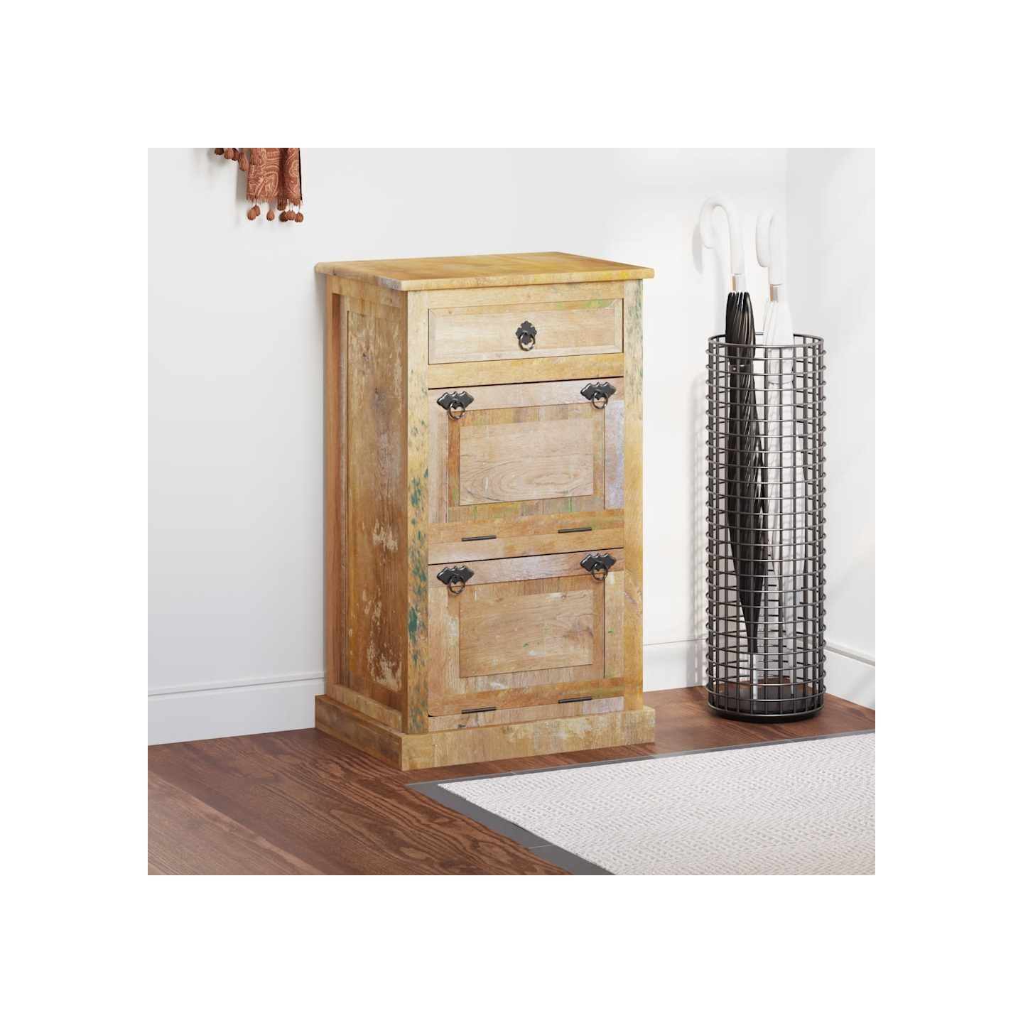 Armoire à chaussures 4 couches avec tiroir Bois de récupération