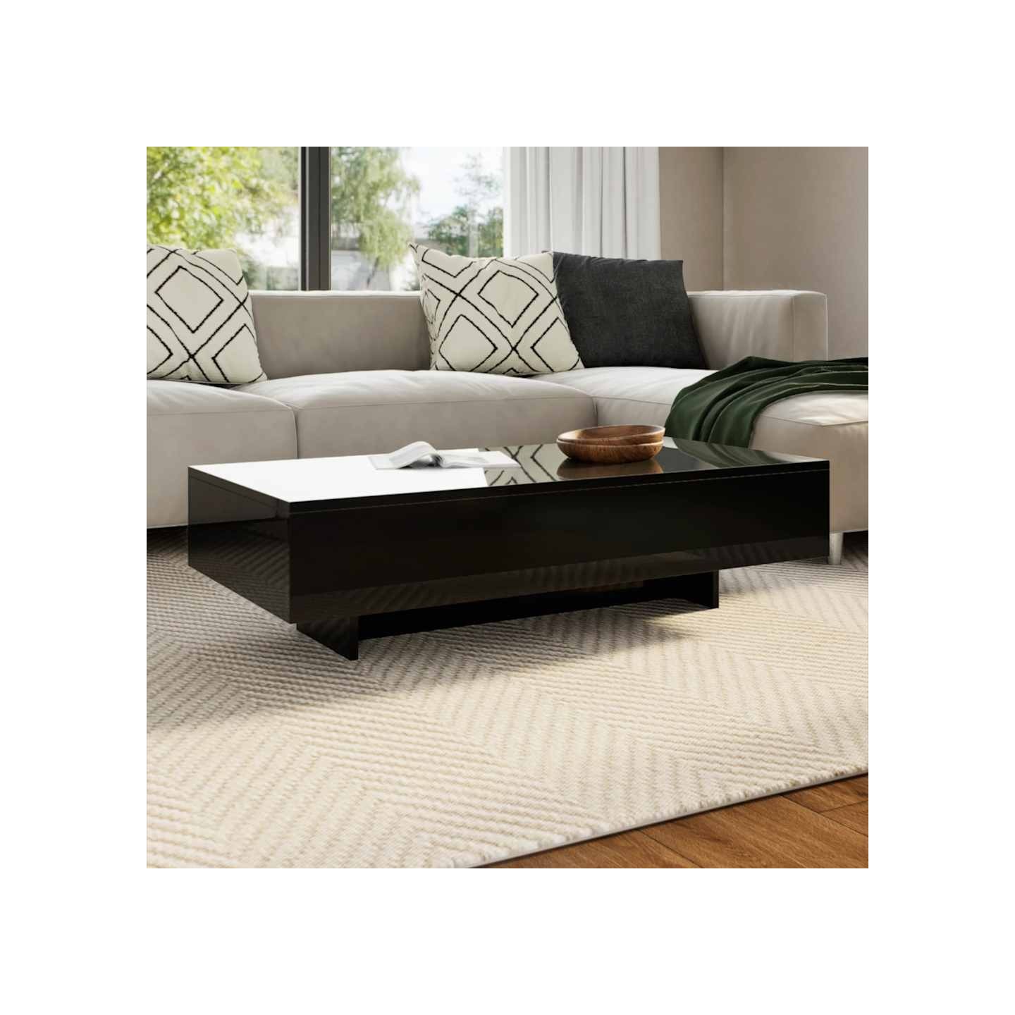 Table basse noir brillant
