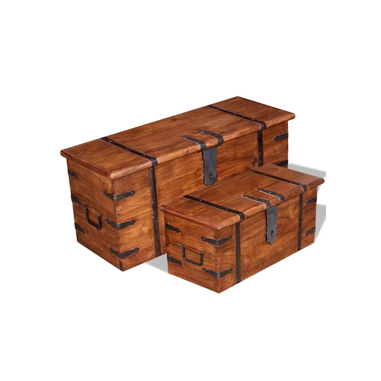 Ensemble de deux coffres de rangement Bois massif