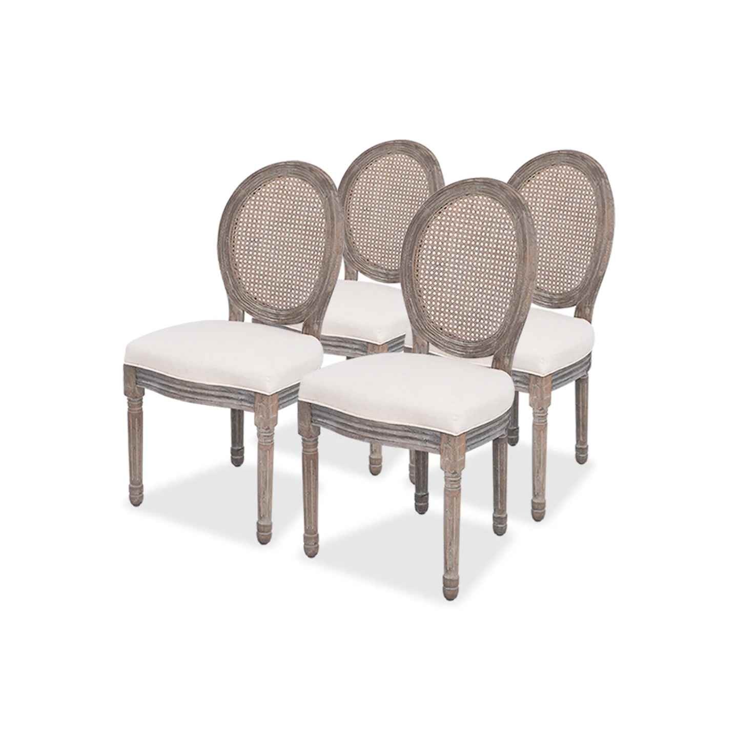 Chaises à manger lot de 4 crème tissu
