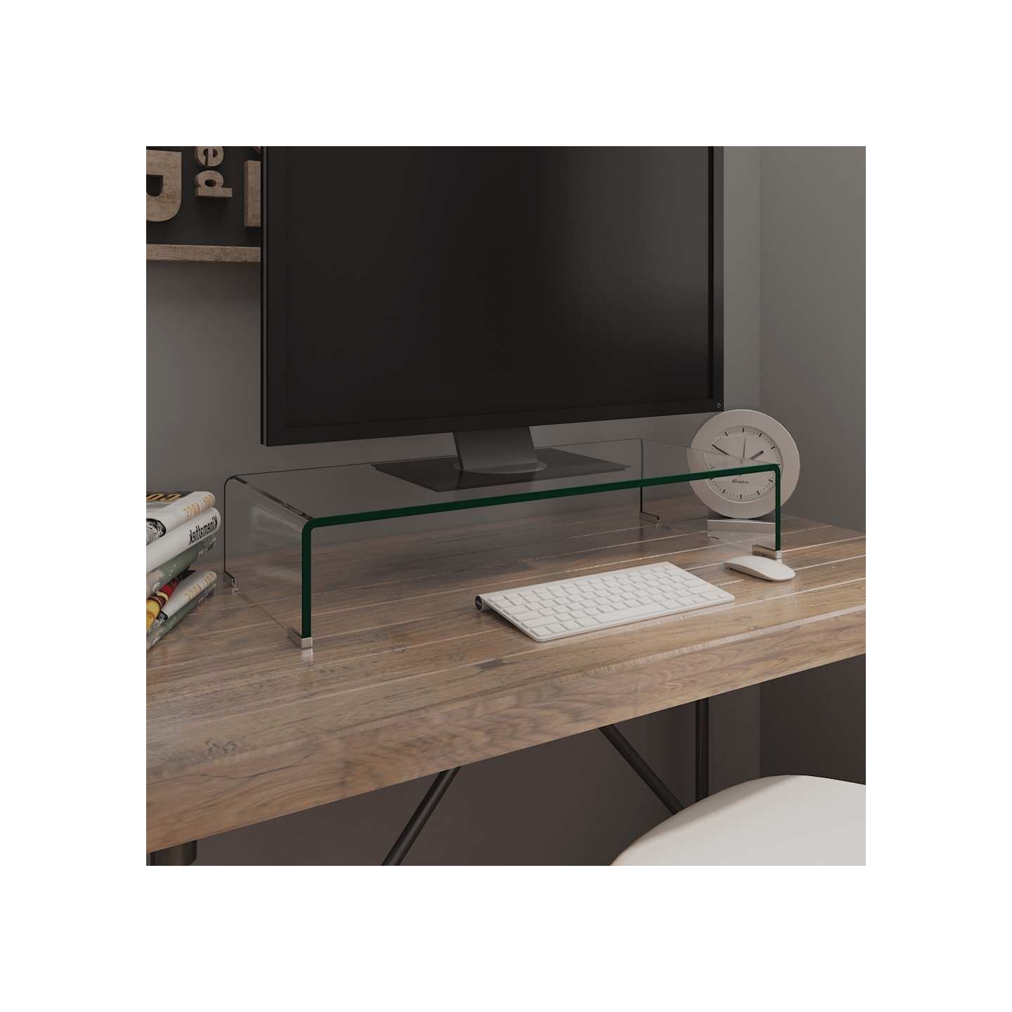 Meuble TV/pour moniteur 70x30x13 cm verre transparent