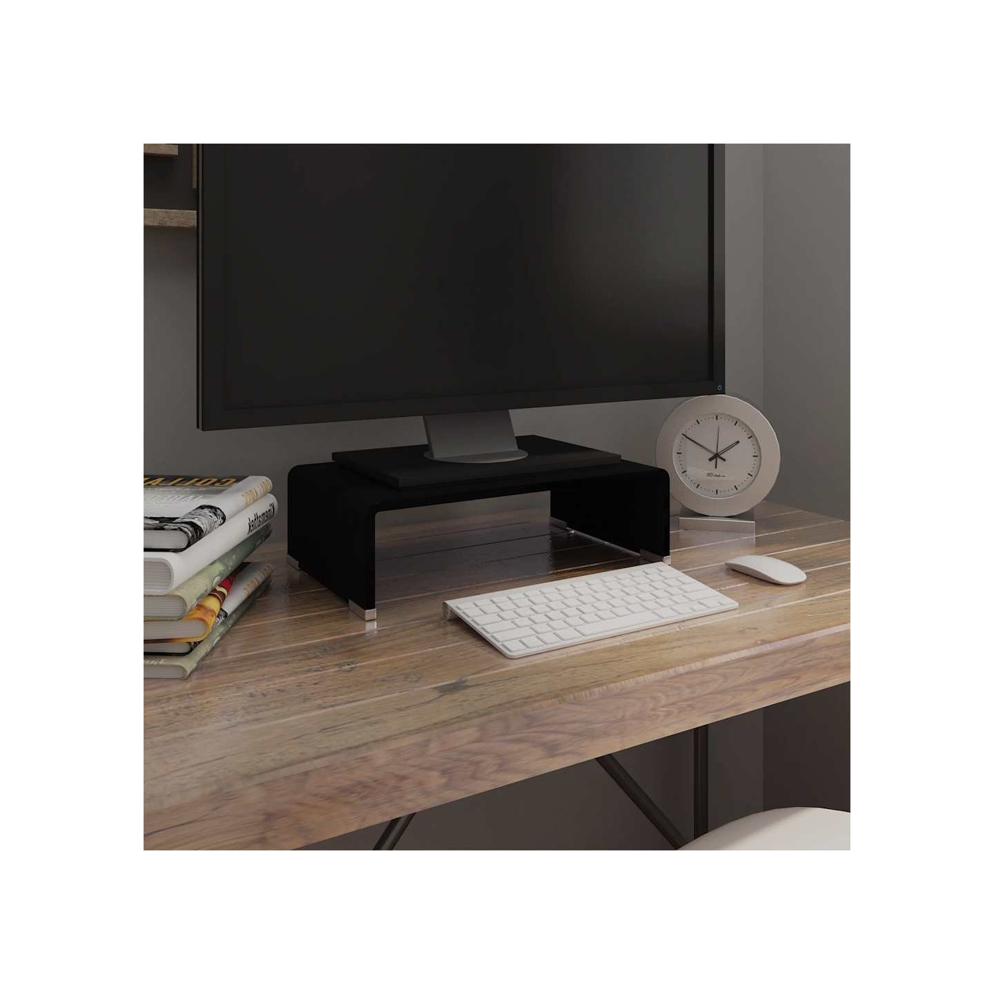 Meuble TV/support pour moniteur 40x25x11 cm verre noir