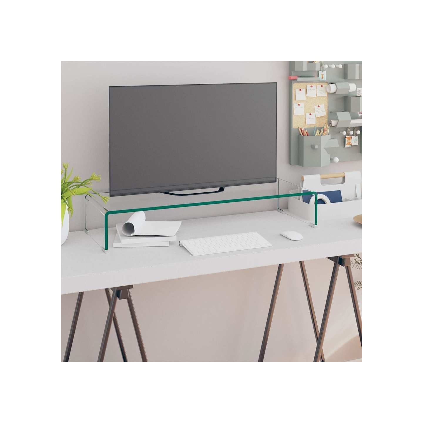 Meuble TV/pour moniteur 80x30x13 cm verre transparent