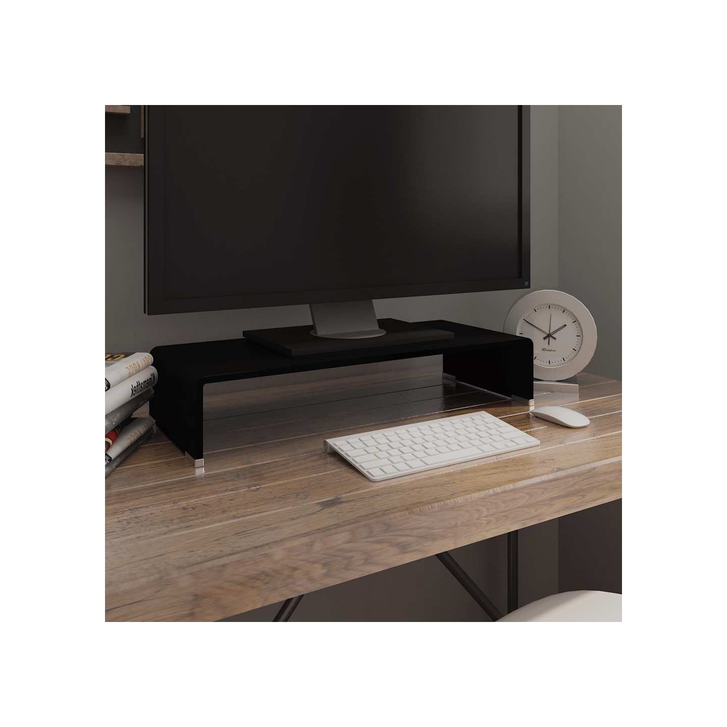 Meuble TV/support pour moniteur 60x25x11 cm verre noir