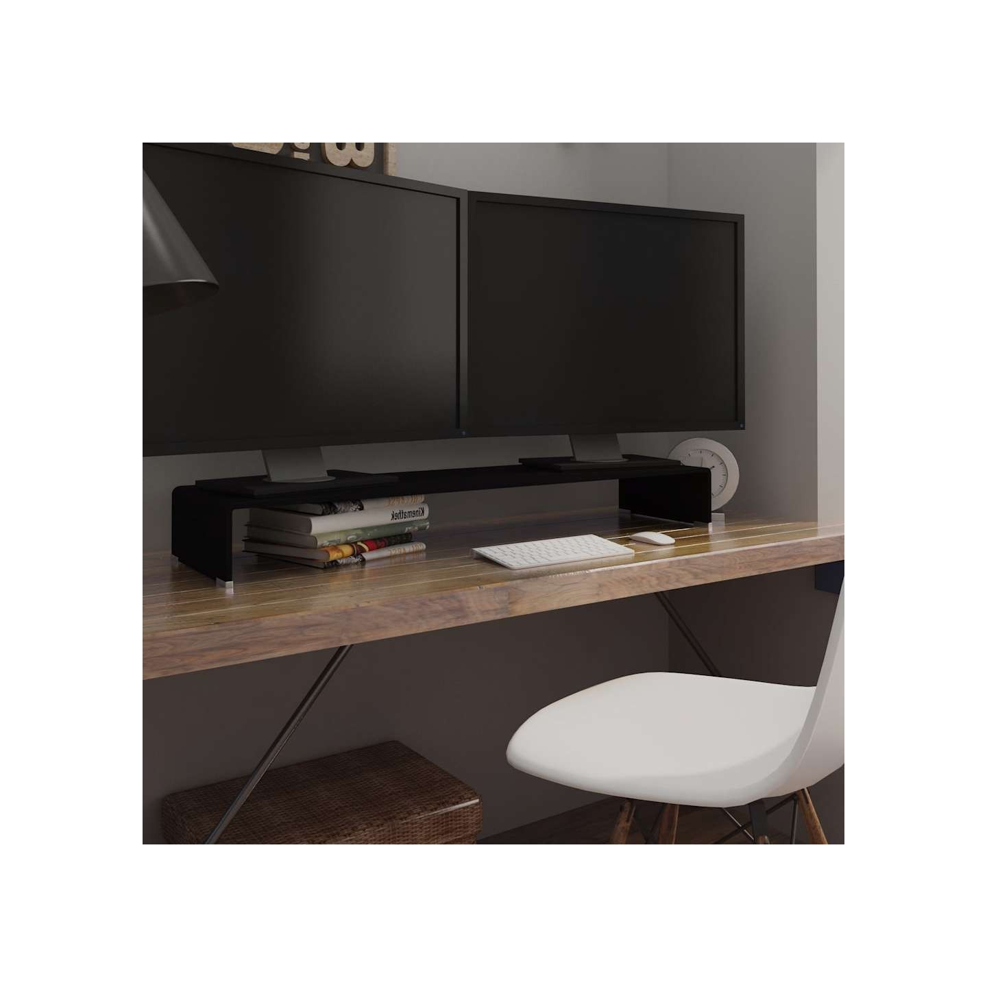 Meuble TV/support pour moniteur 110x30x13 cm verre noir