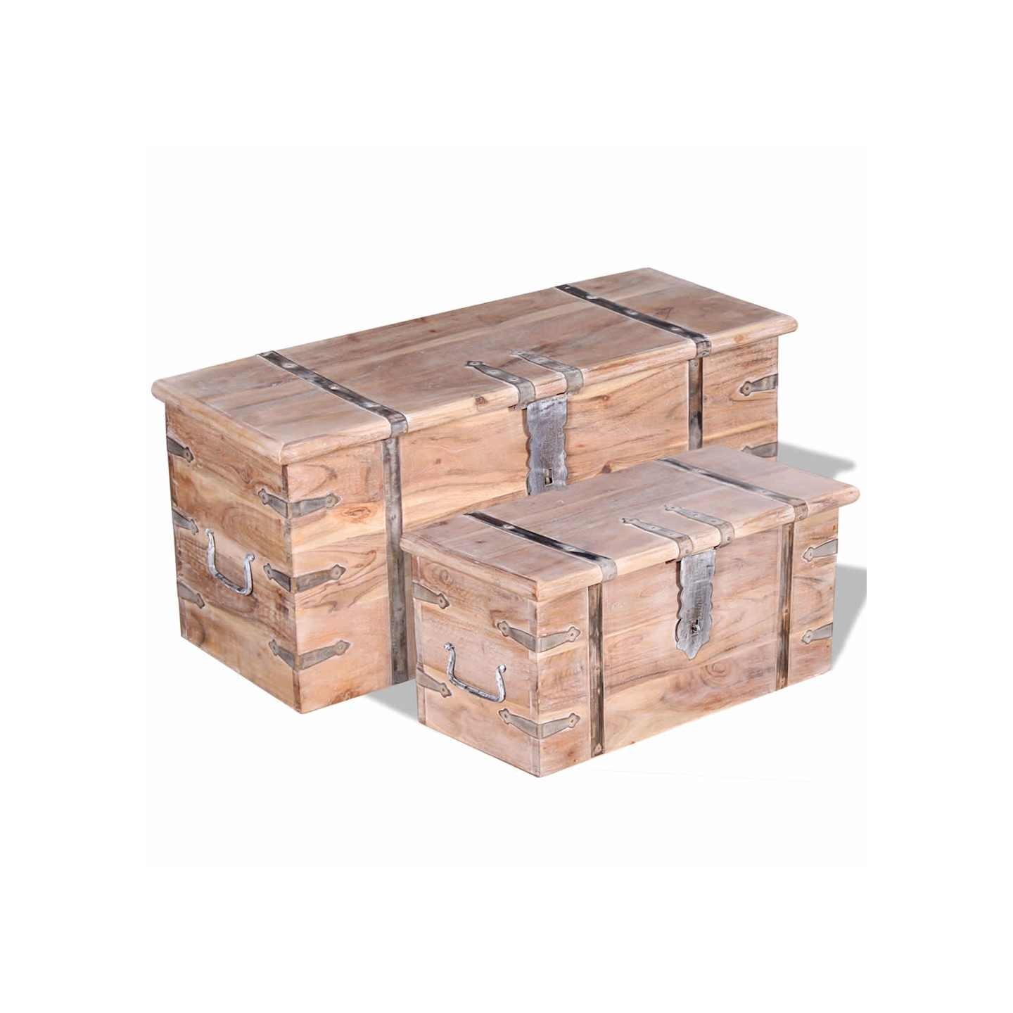 Ensemble de deux coffres de rangement Bois d'Acacia