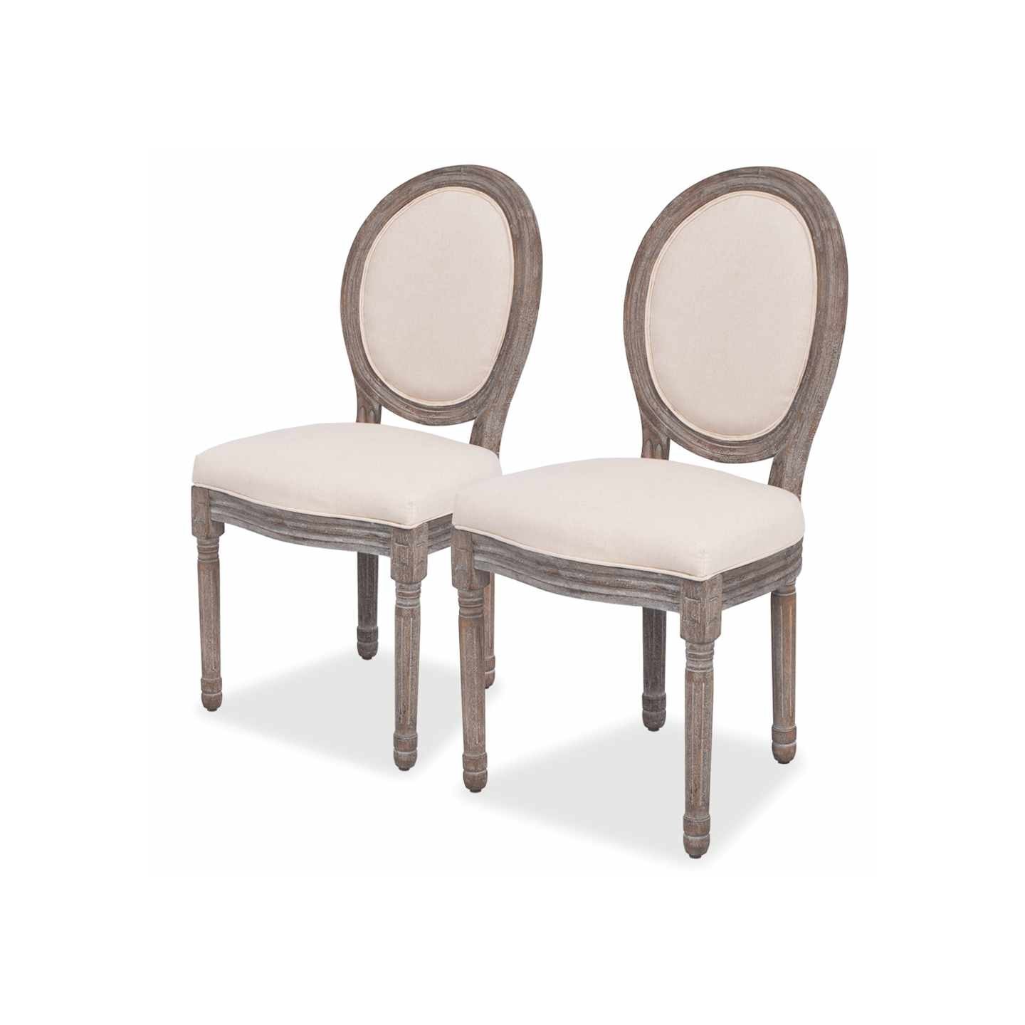Chaises à manger lot de 2 crème tissu